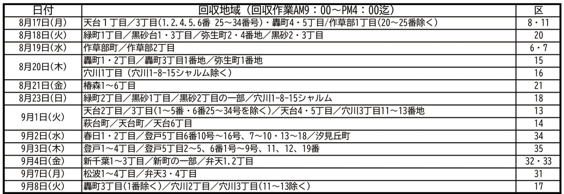期間：8/17～9/8